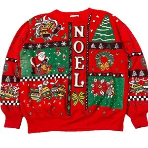 Vintage Nutcracker Brand Christmas Noel Sweatshirt Large 90s Ugly
